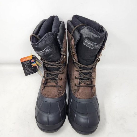 New men\'s 10 Kamik Nationplus snow insulated winter boots in Dark Brown main image 4